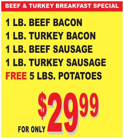 Beef and Turkey Breakfast Special flyer